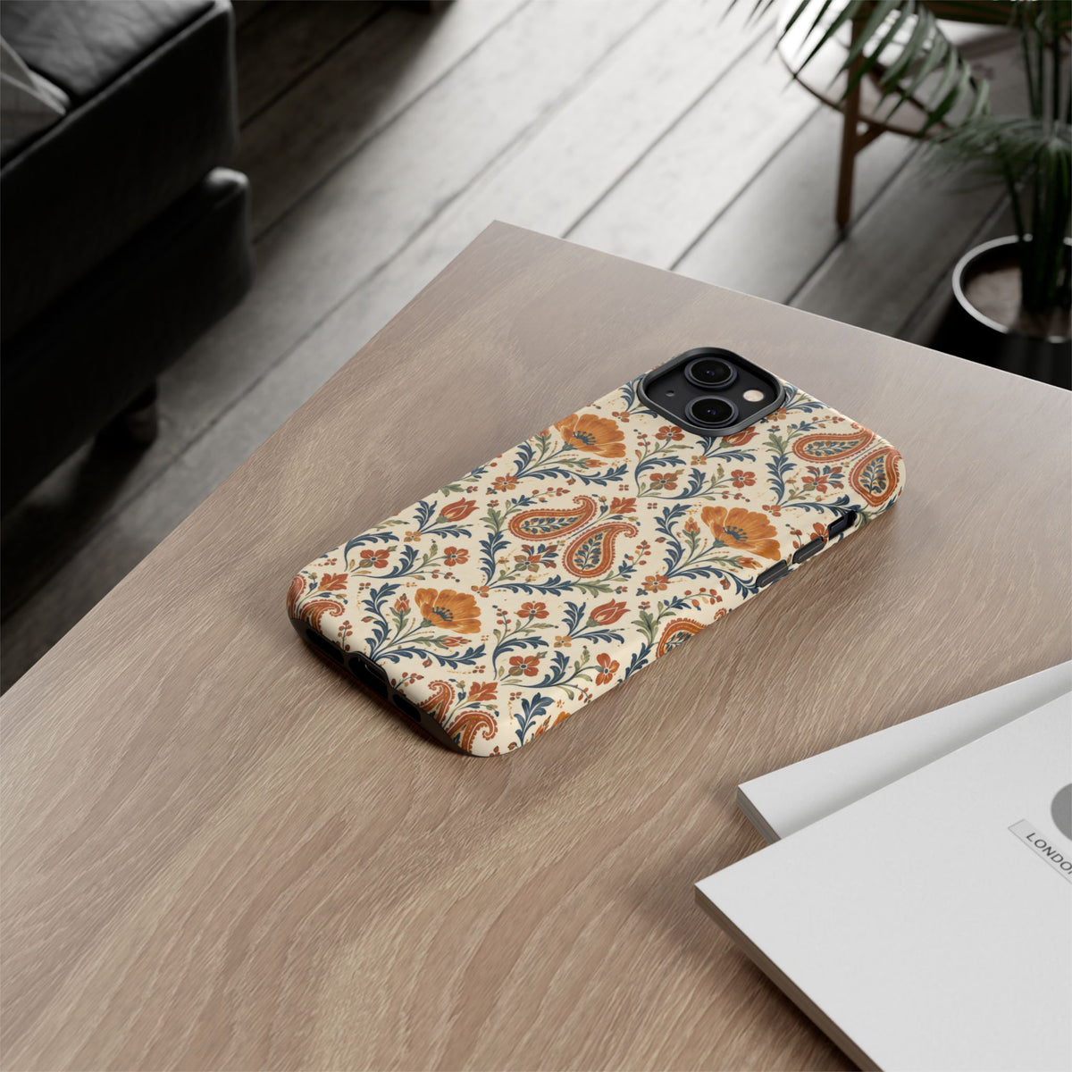 Terracotta Arabesque iPhone Tough Case | Terracotta Floral Paisley