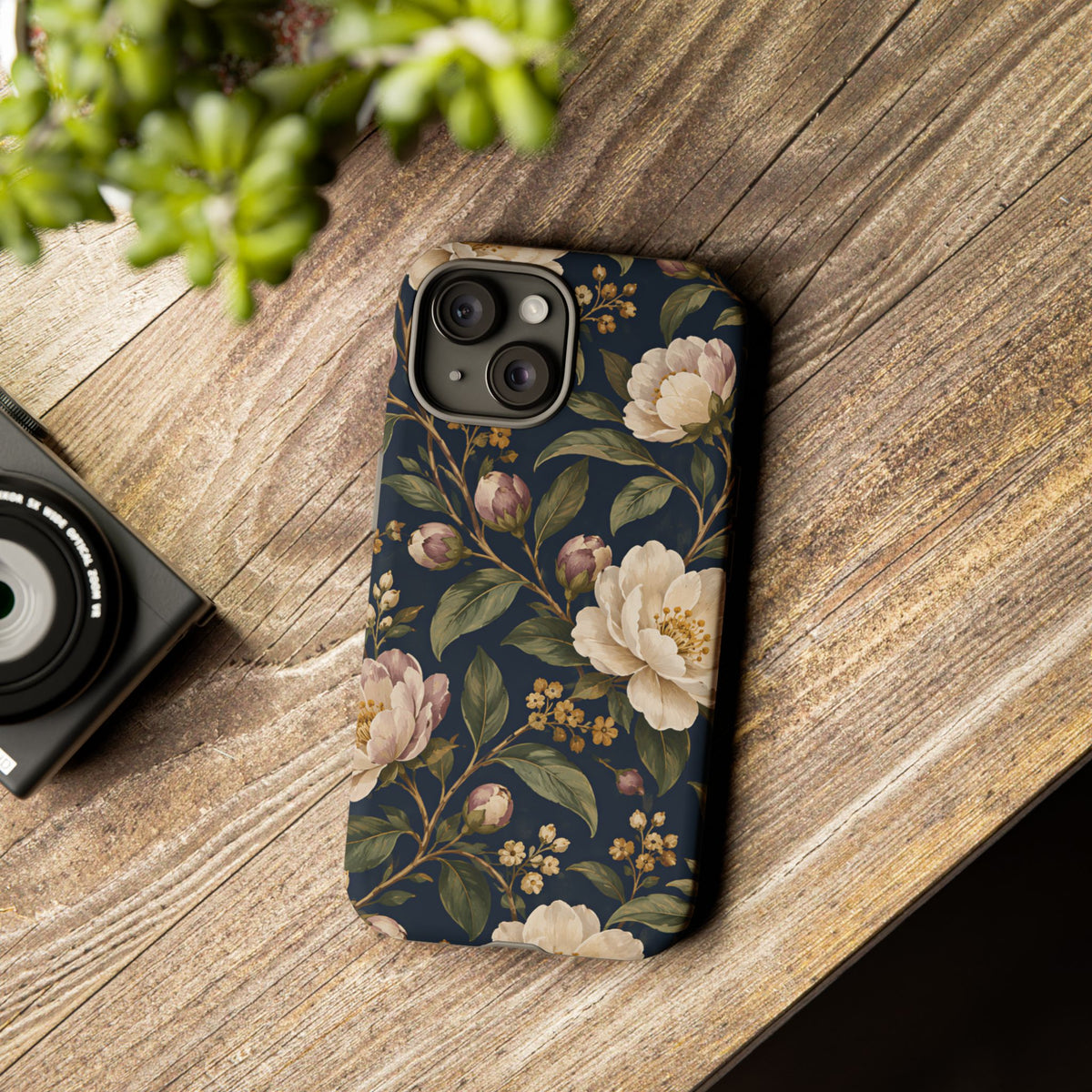 Dark Floral iPhone Tough Case | Midnight Camellia