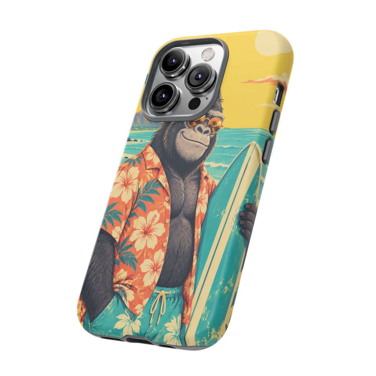 Banana Break iPhone Tough Case | Retro Surf Gorilla Art