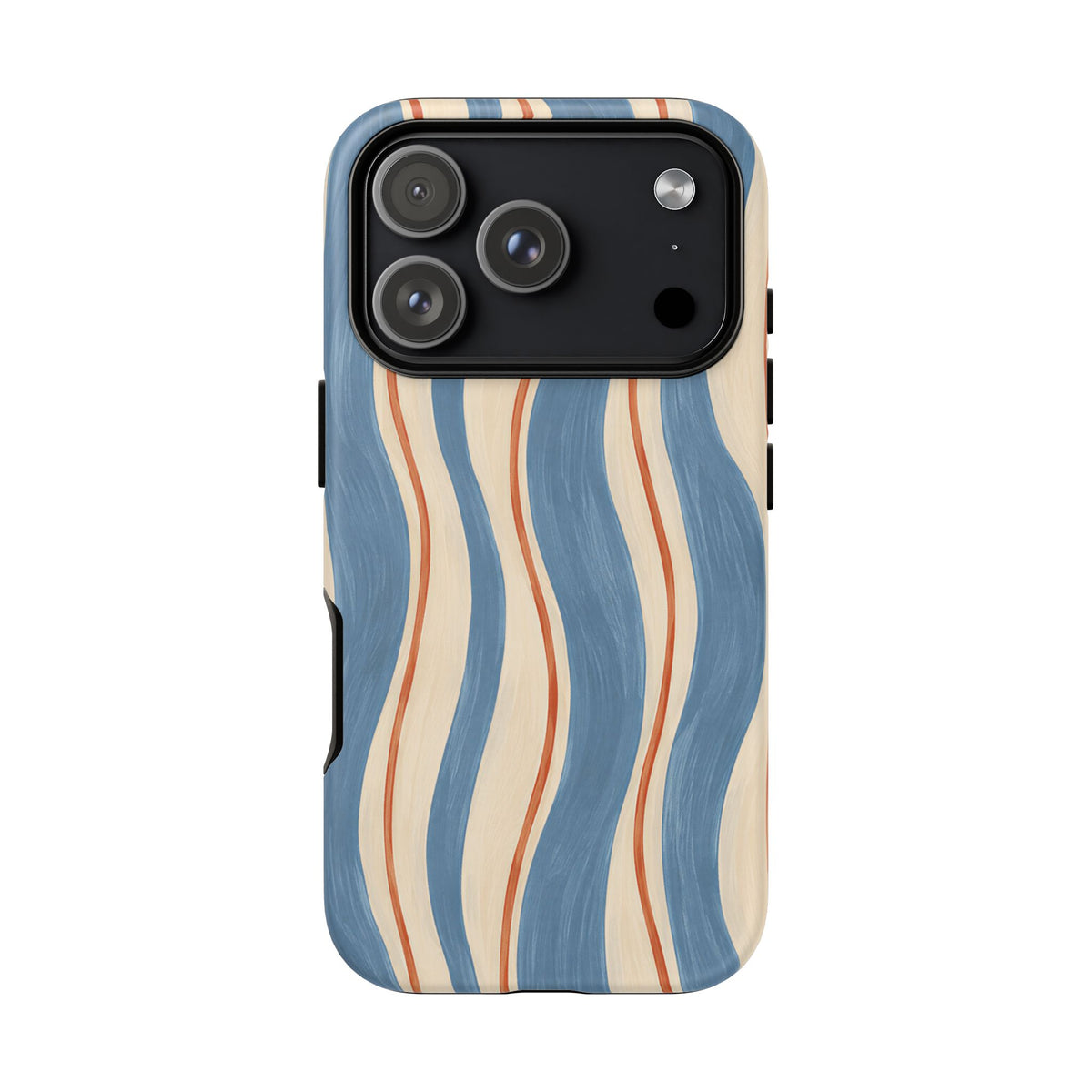 Blue Wavy Stripe iPhone Tough Case | Riviera Ribbons
