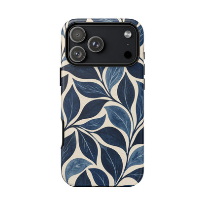 Indigo Folia iPhone Tough Case | Indigo & Ivory Leaf Pattern