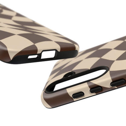Espresso Wave Samsung Galaxy Tough Case | brown checkerboard