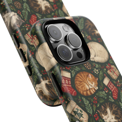 Christmas Cat Naps iPhone Tough Case | christmas cats