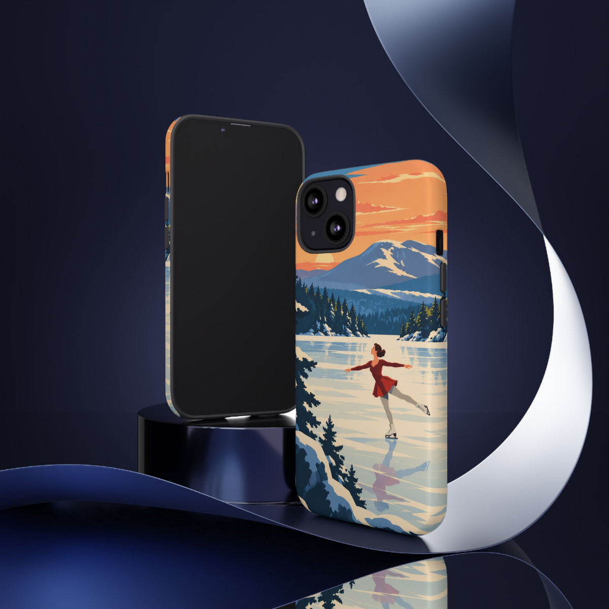 Lake Placid Skater — Winter Glide iPhone Tough Case