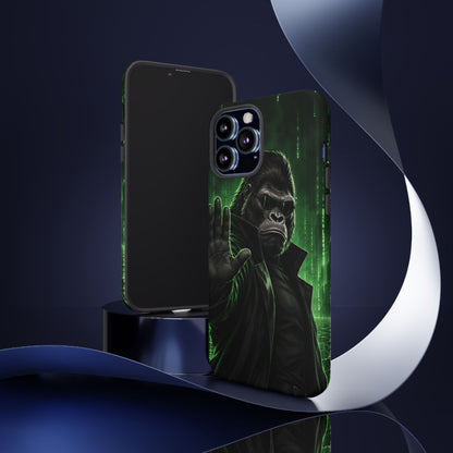 Cyberpunk Gorilla iPhone Tough Case | Neon Code Silverback