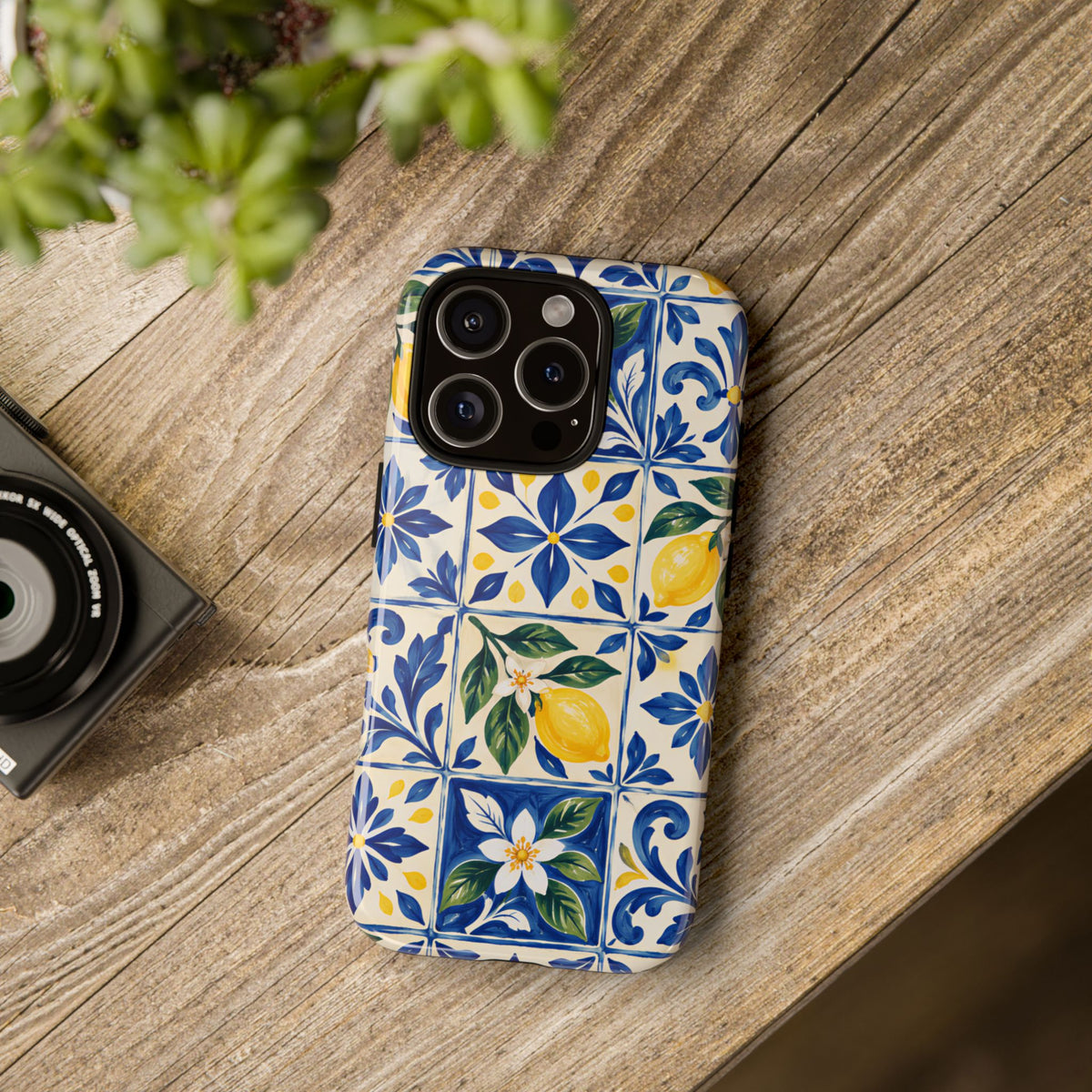 Blue Lemon Tile iPhone Tough Case | Azulejo Orchard