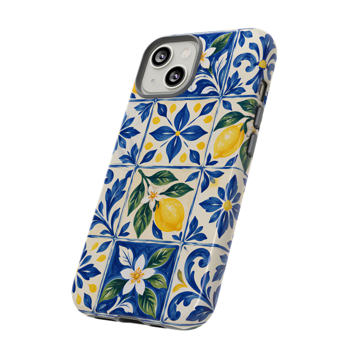 Blue Lemon Tile iPhone Tough Case | Azulejo Orchard