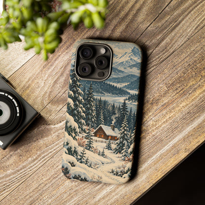 Vintage Winter Cabin Tough Phone Case