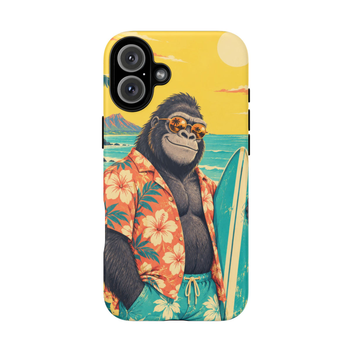 Banana Break iPhone Tough Case | Retro Surf Gorilla Art