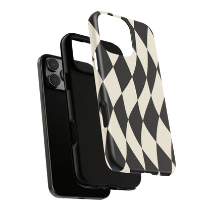 Harlequin Sway iPhone Tough Case | Black & White Harlequin