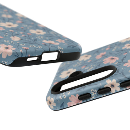 Blue Meadow Samsung Galaxy Tough Case | Pink & Ivory Floral on Blue