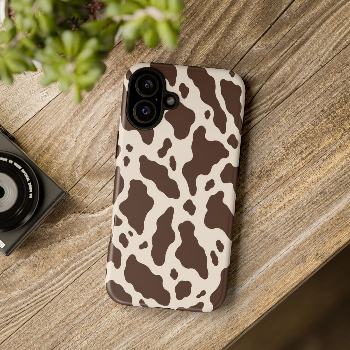 Cocoa Ranch iPhone Tough Case | Brown Cow Print
