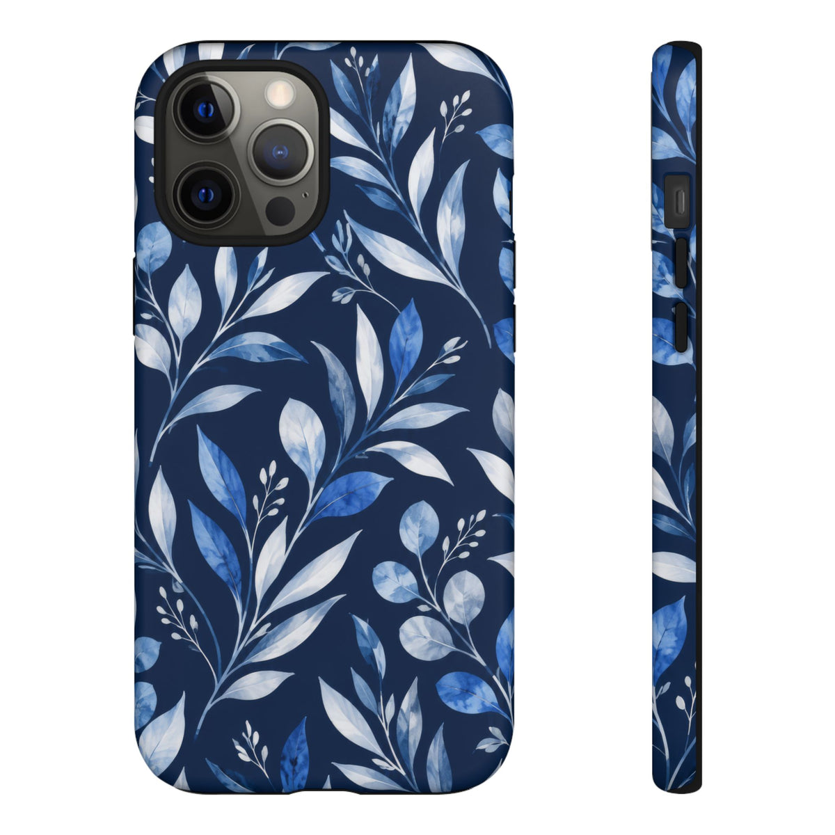 Blue Hour Botanical iPhone Tough Case | Blue Botanical Leaf Pattern