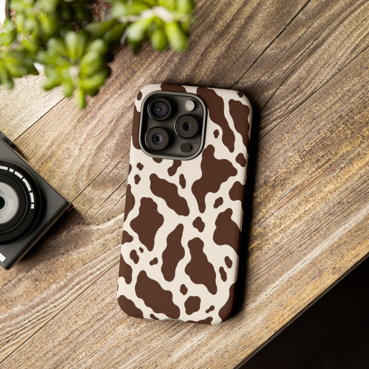 Cocoa Ranch iPhone Tough Case | Brown Cow Print