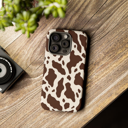 Cocoa Ranch iPhone Tough Case | Brown Cow Print