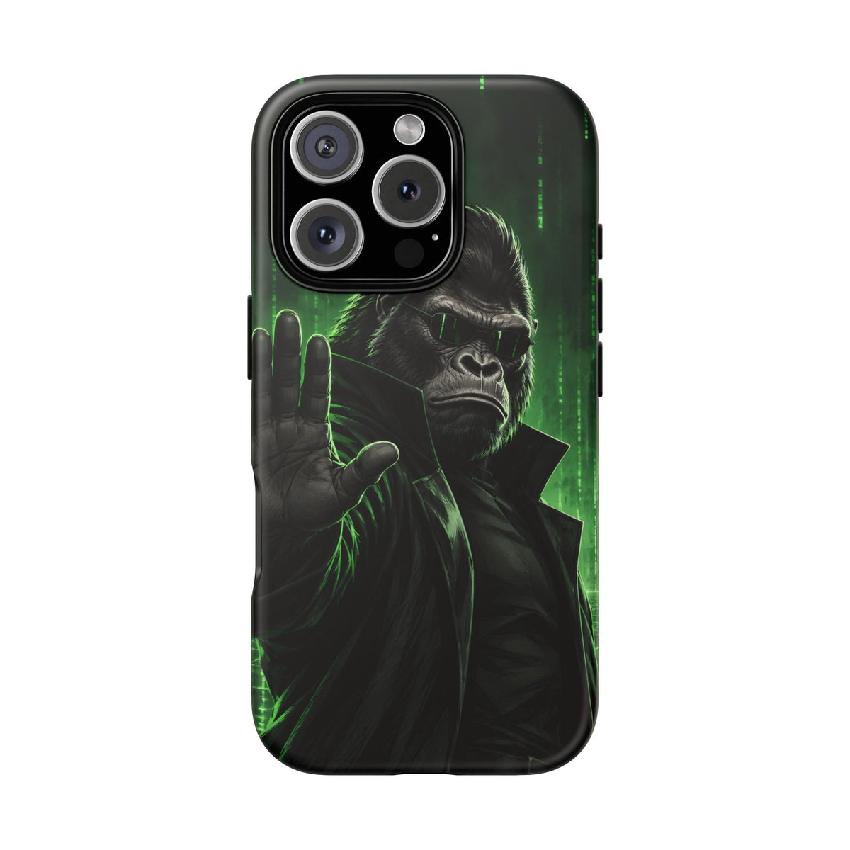 Cyberpunk Gorilla iPhone Tough Case | Neon Code Silverback