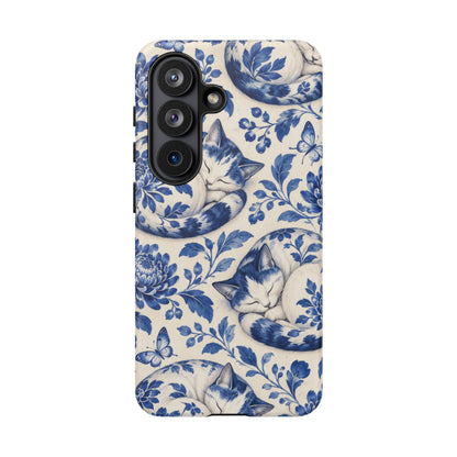 Porcelain Paws Samsung Galaxy Tough Case | blue cat pattern