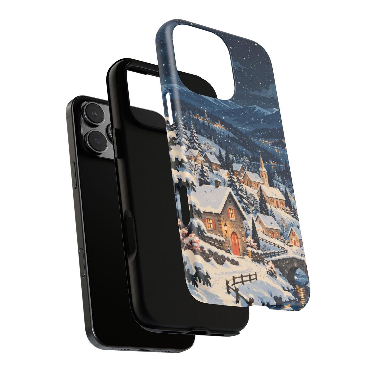 Snowfall on Juniper Lane iPhone Tough Case | christmas village