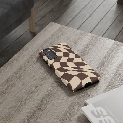 Espresso Wave Samsung Galaxy Tough Case | brown checkerboard