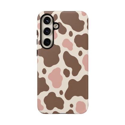 Mocha Blush Samsung Galaxy Tough Case | Brown & Pink Cow Print