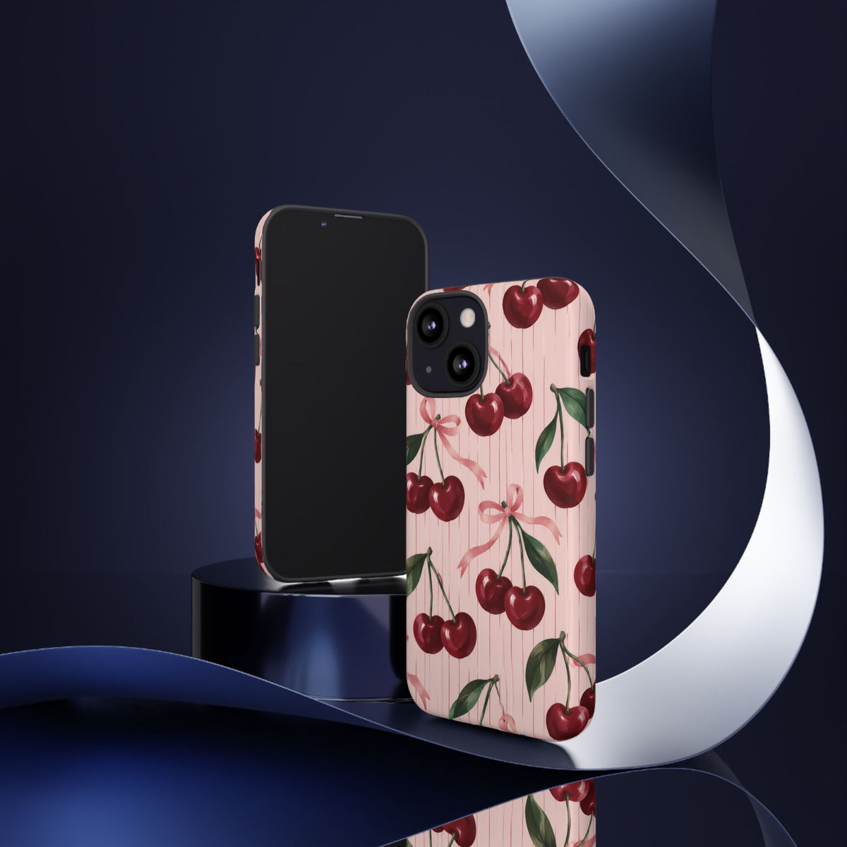 Cherry Ribbon iPhone Tough Case | cherry print