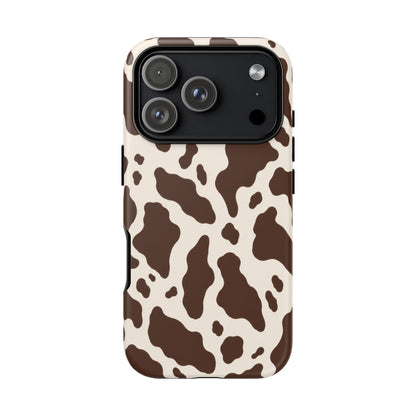 Cocoa Ranch iPhone Tough Case | Brown Cow Print