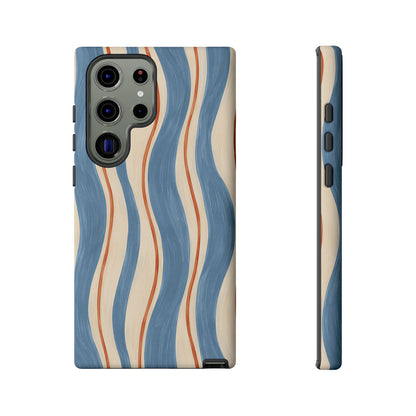 Blue Wavy Stripe Samsung Galaxy Tough Case | Riviera Ribbons