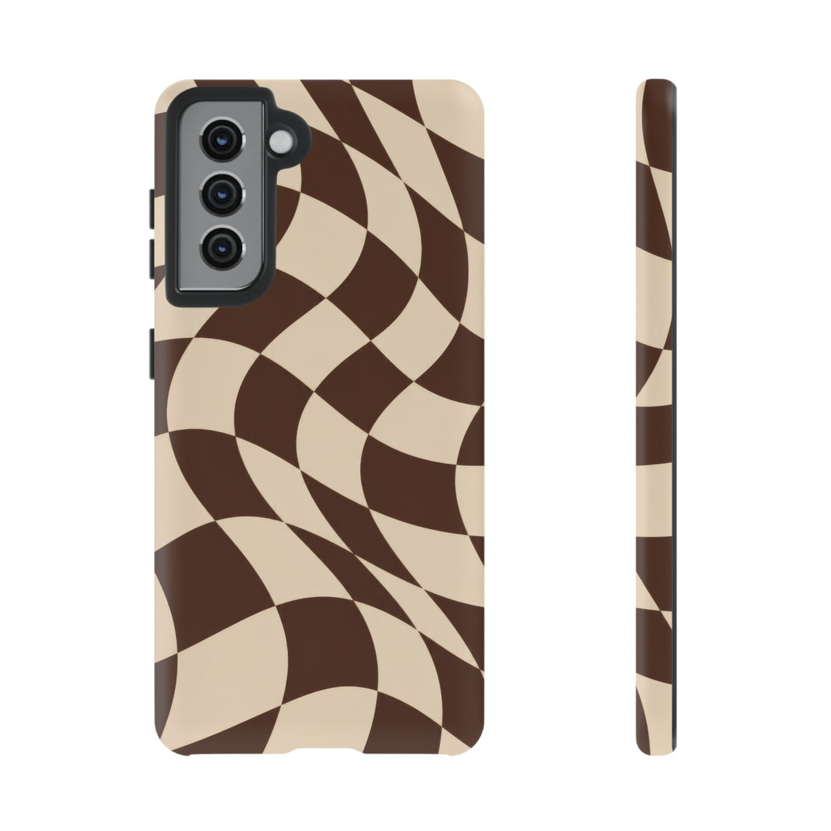 Espresso Wave Samsung Galaxy Tough Case | brown checkerboard