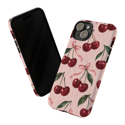 Cherry Ribbon iPhone Tough Case | cherry print
