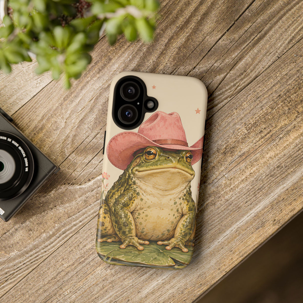 Cowboy Frog iPhone Tough Case | Pink Hat Bullfrog