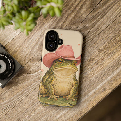 Cowboy Frog iPhone Tough Case | Pink Hat Bullfrog
