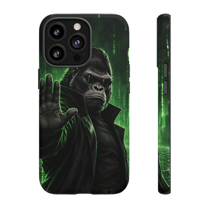 Cyberpunk Gorilla iPhone Tough Case | Neon Code Silverback