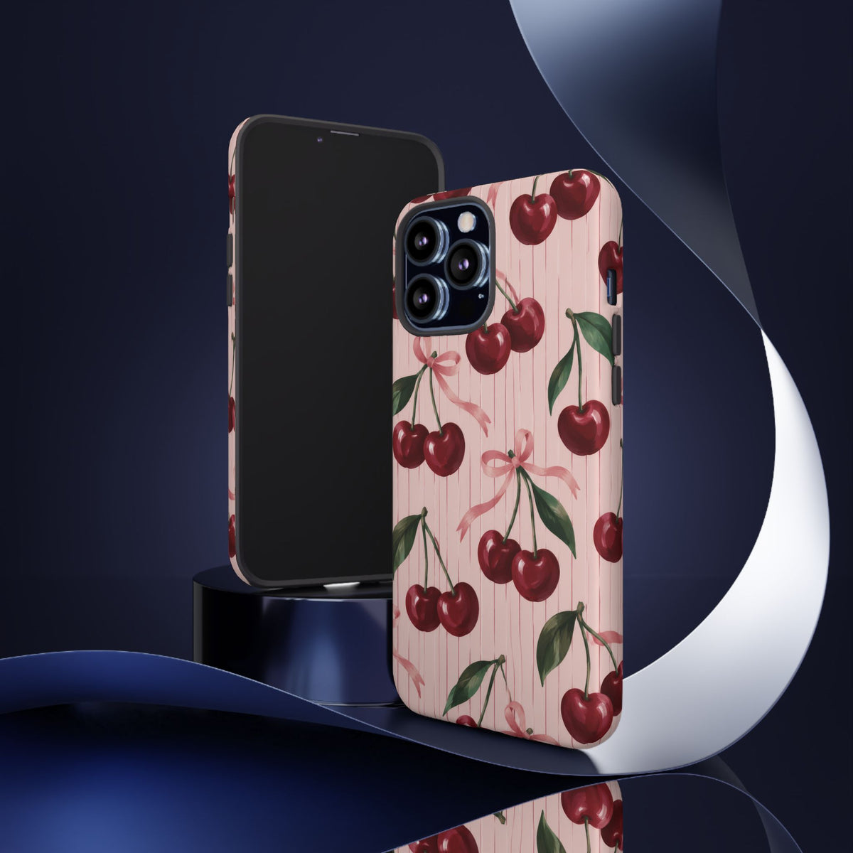 Cherry Ribbon iPhone Tough Case | cherry print