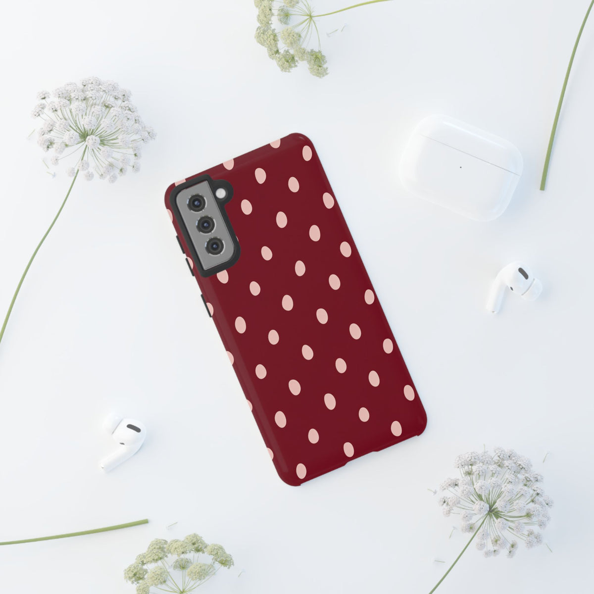 Burgundy Polka Dot Samsung Galaxy Tough Case | Mulberry Confetti