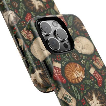 Christmas Cat Naps iPhone Tough Case | christmas cats