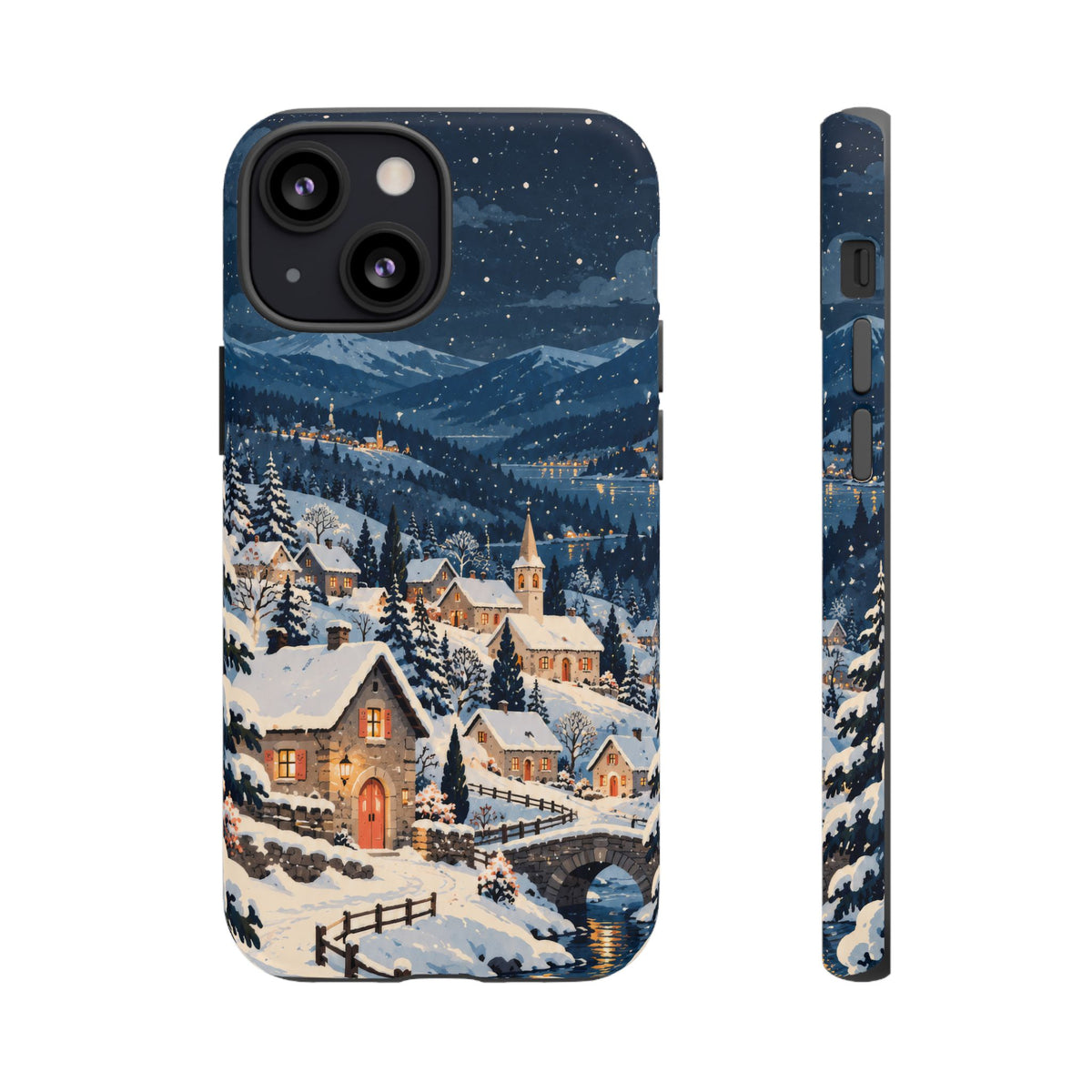 Snowfall on Juniper Lane iPhone Tough Case | christmas village