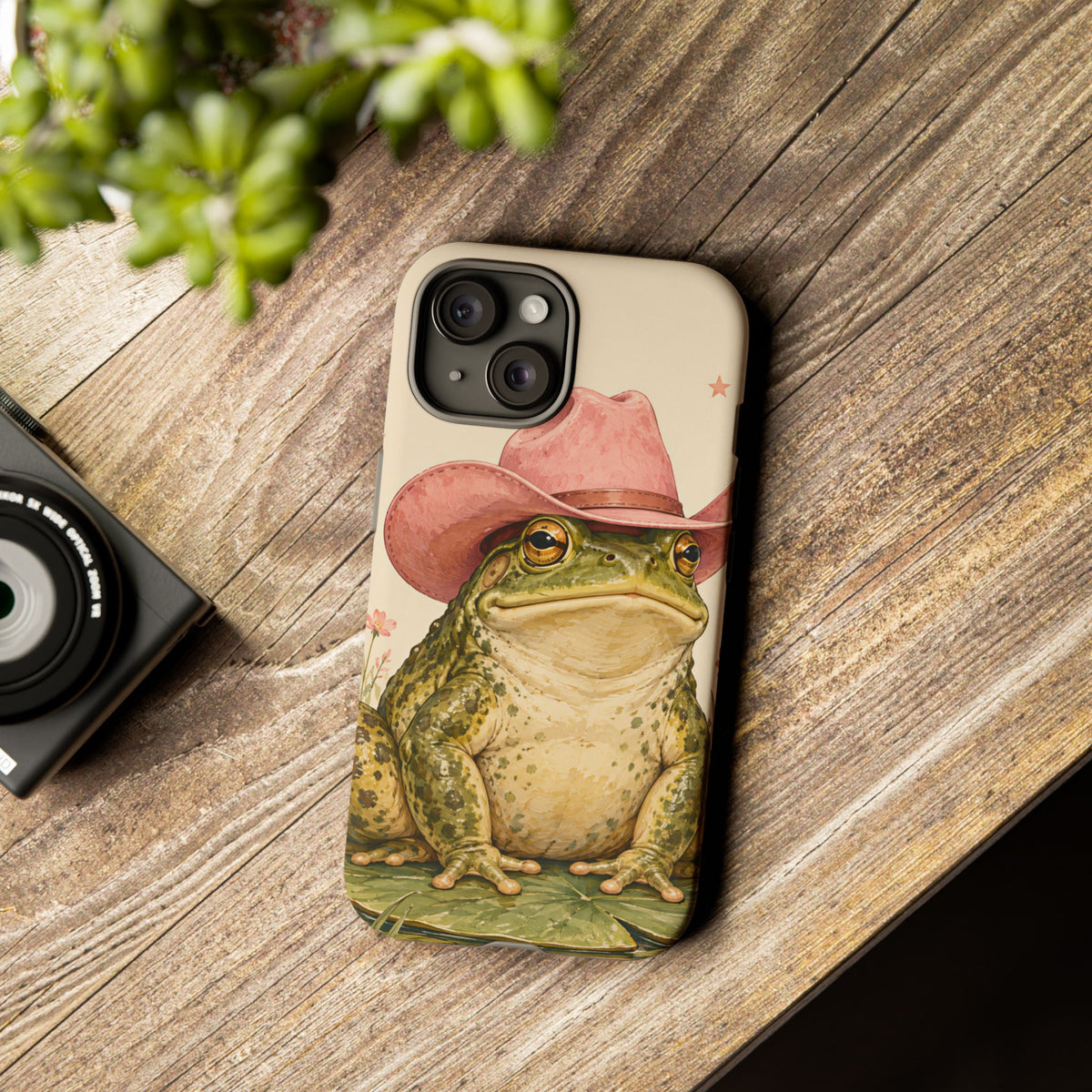 Cowboy Frog iPhone Tough Case | Pink Hat Bullfrog
