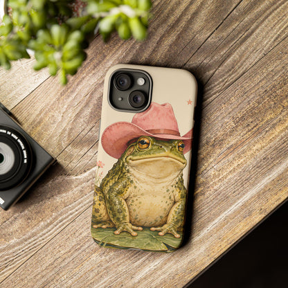 Cowboy Frog iPhone Tough Case | Pink Hat Bullfrog