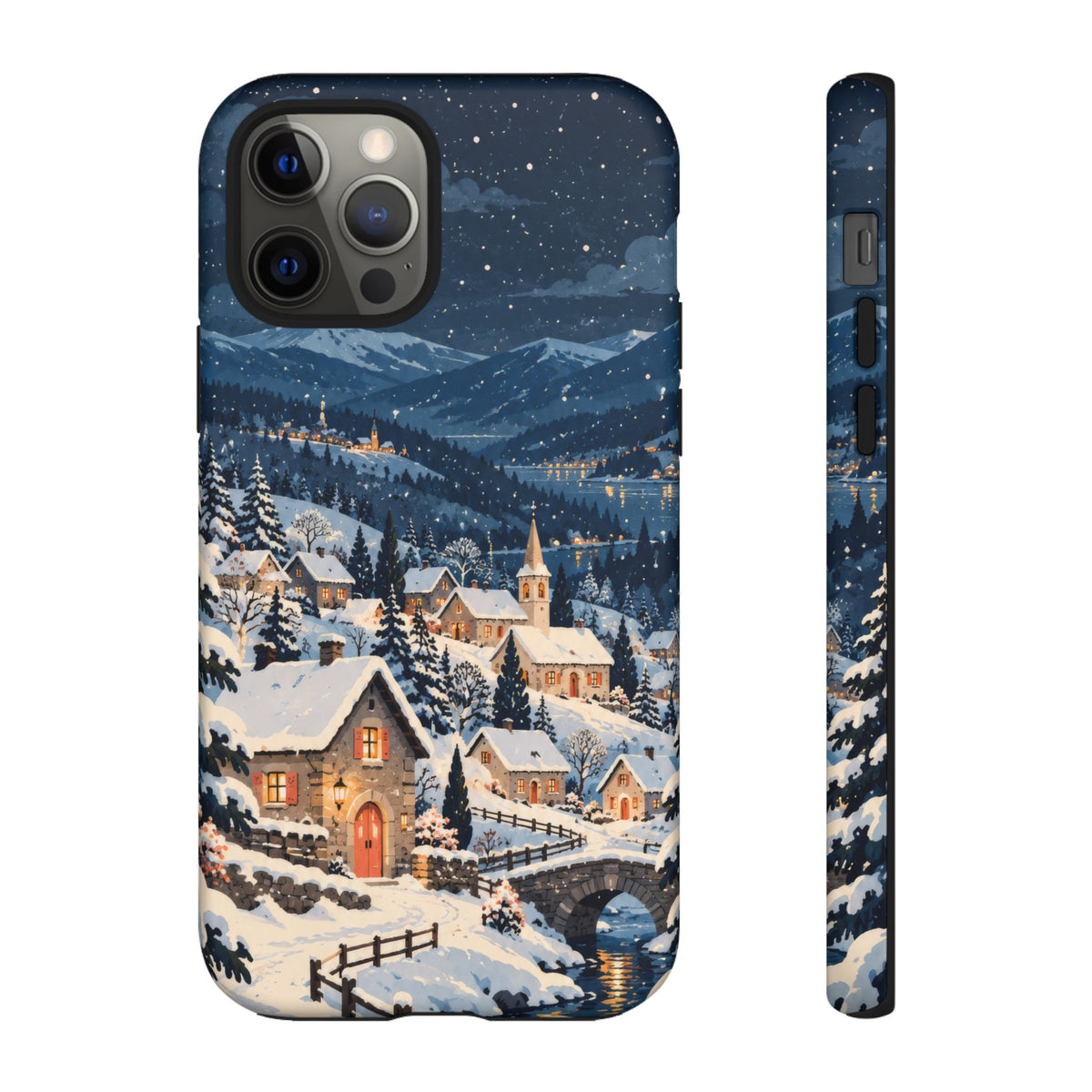 Snowfall on Juniper Lane iPhone Tough Case | christmas village