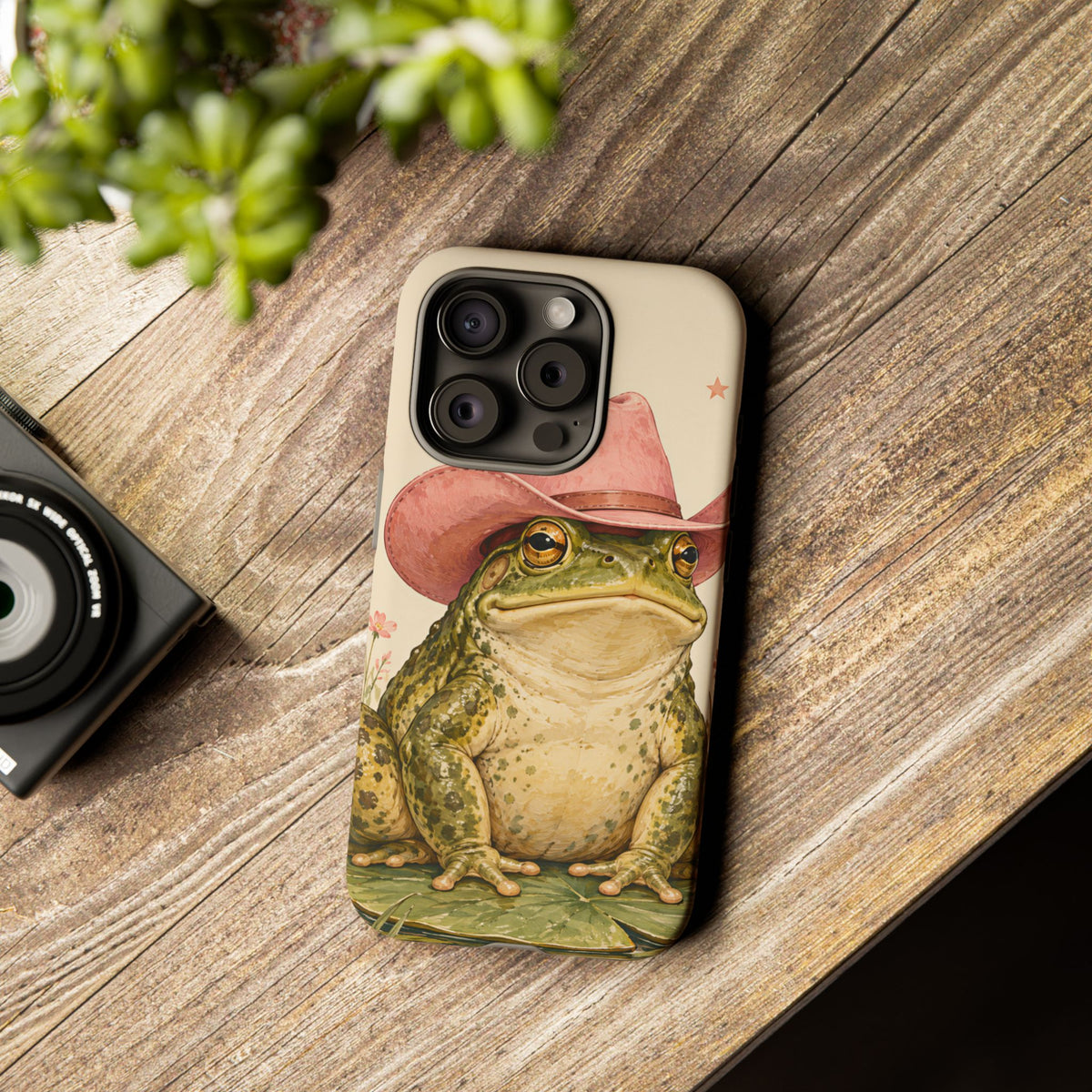 Cowboy Frog iPhone Tough Case | Pink Hat Bullfrog