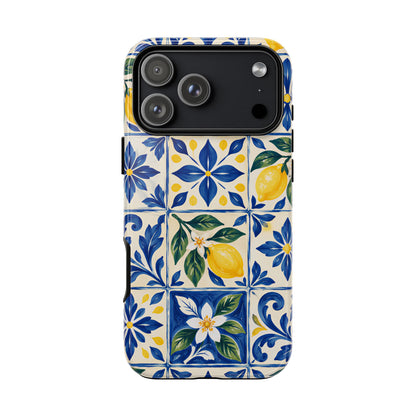 Blue Lemon Tile iPhone Tough Case | Azulejo Orchard