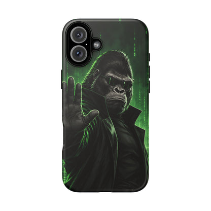 Cyberpunk Gorilla iPhone Tough Case | Neon Code Silverback