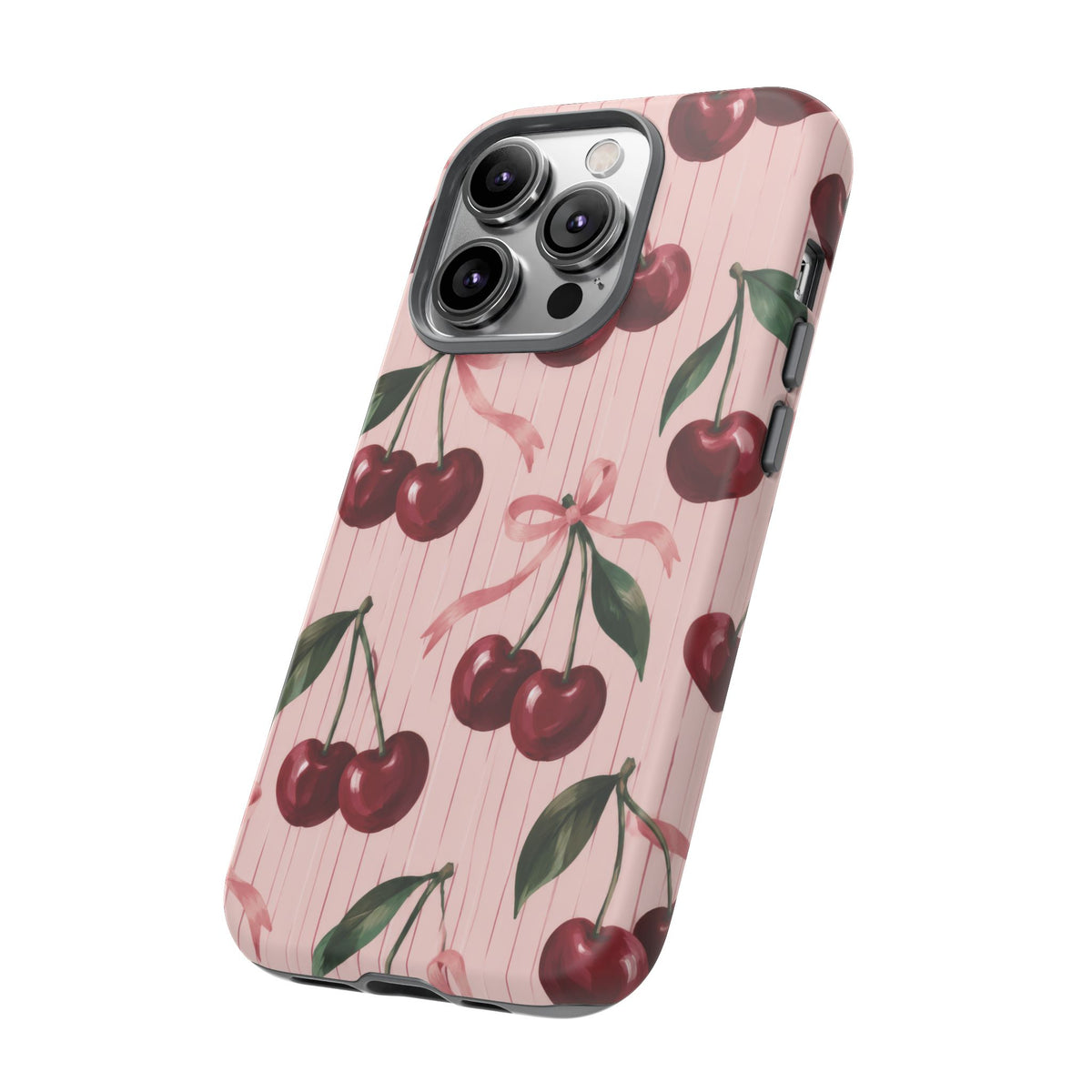 Cherry Ribbon iPhone Tough Case | cherry print