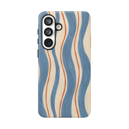 Blue Wavy Stripe Samsung Galaxy Tough Case | Riviera Ribbons