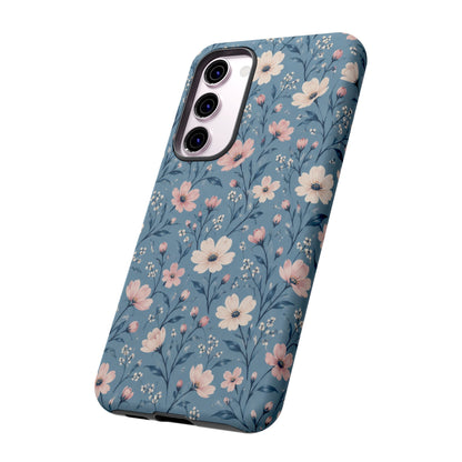 Blue Meadow Samsung Galaxy Tough Case | Pink & Ivory Floral on Blue