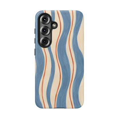Blue Wavy Stripe Samsung Galaxy Tough Case | Riviera Ribbons