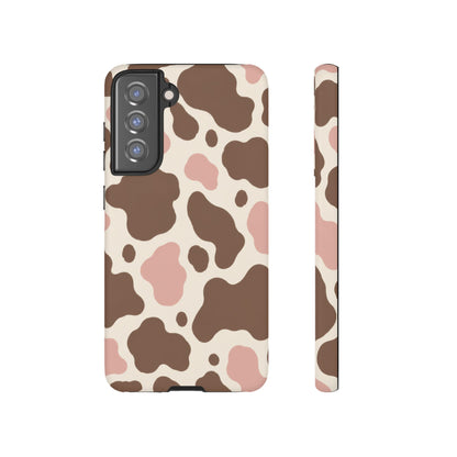 Mocha Blush Samsung Galaxy Tough Case | Brown & Pink Cow Print