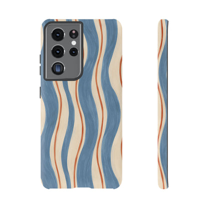 Blue Wavy Stripe Samsung Galaxy Tough Case | Riviera Ribbons
