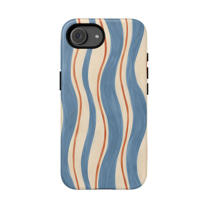 Blue Wavy Stripe iPhone Tough Case | Riviera Ribbons