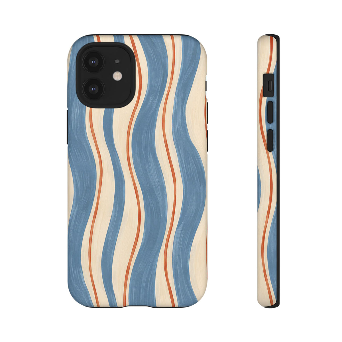 Blue Wavy Stripe iPhone Tough Case | Riviera Ribbons